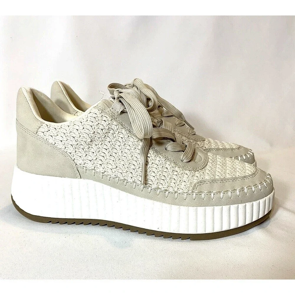 NEW Dolce Vita DV Sneaker Womens 9.5 Platform Natural‎ Ivory Fredi Knit